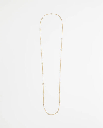 Chico's Quality - Fine Crystal Long Chain Necklace Gold