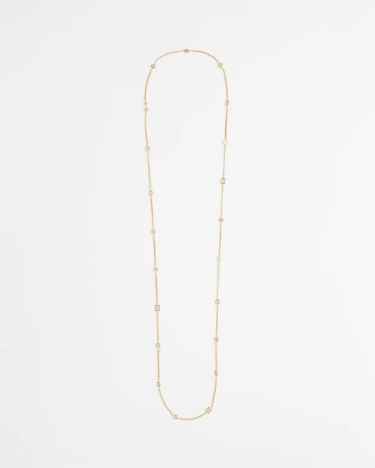 Chico's Quality - Fine Crystal Long Chain Necklace Gold