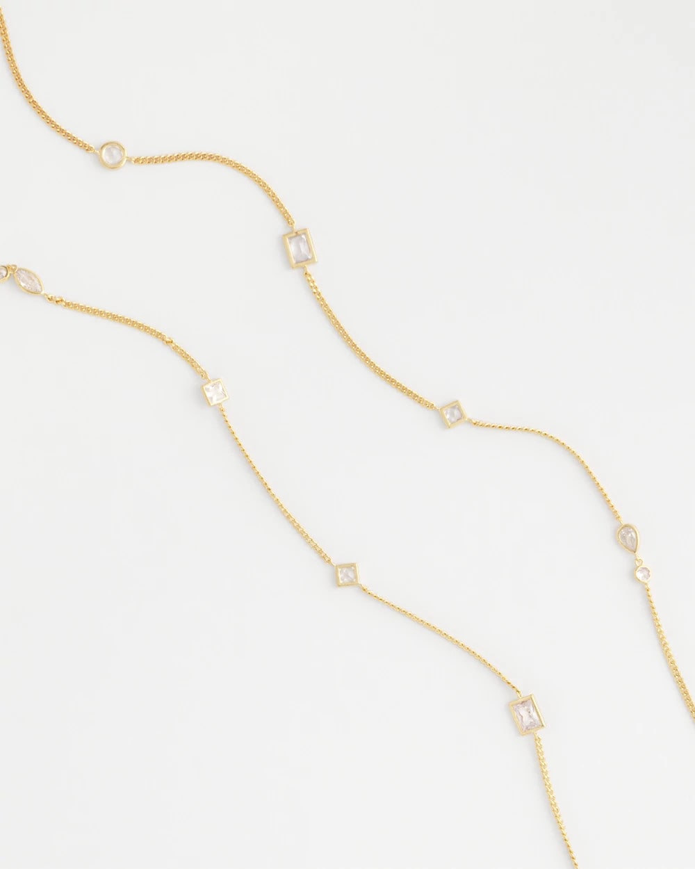 Chico's Quality - Fine Crystal Long Chain Necklace Gold