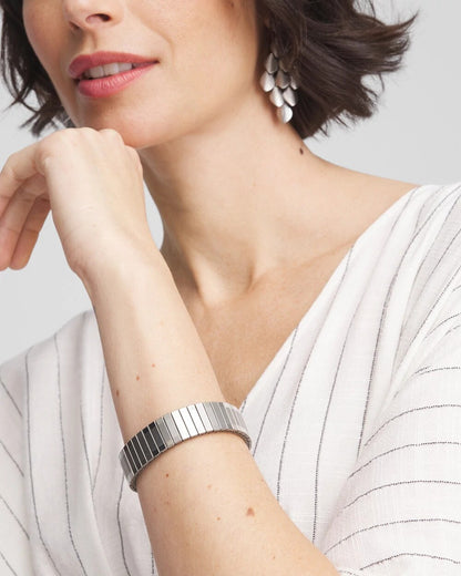Chico's Latest - Silver Tone Stretch Watchband Bracelet Silver