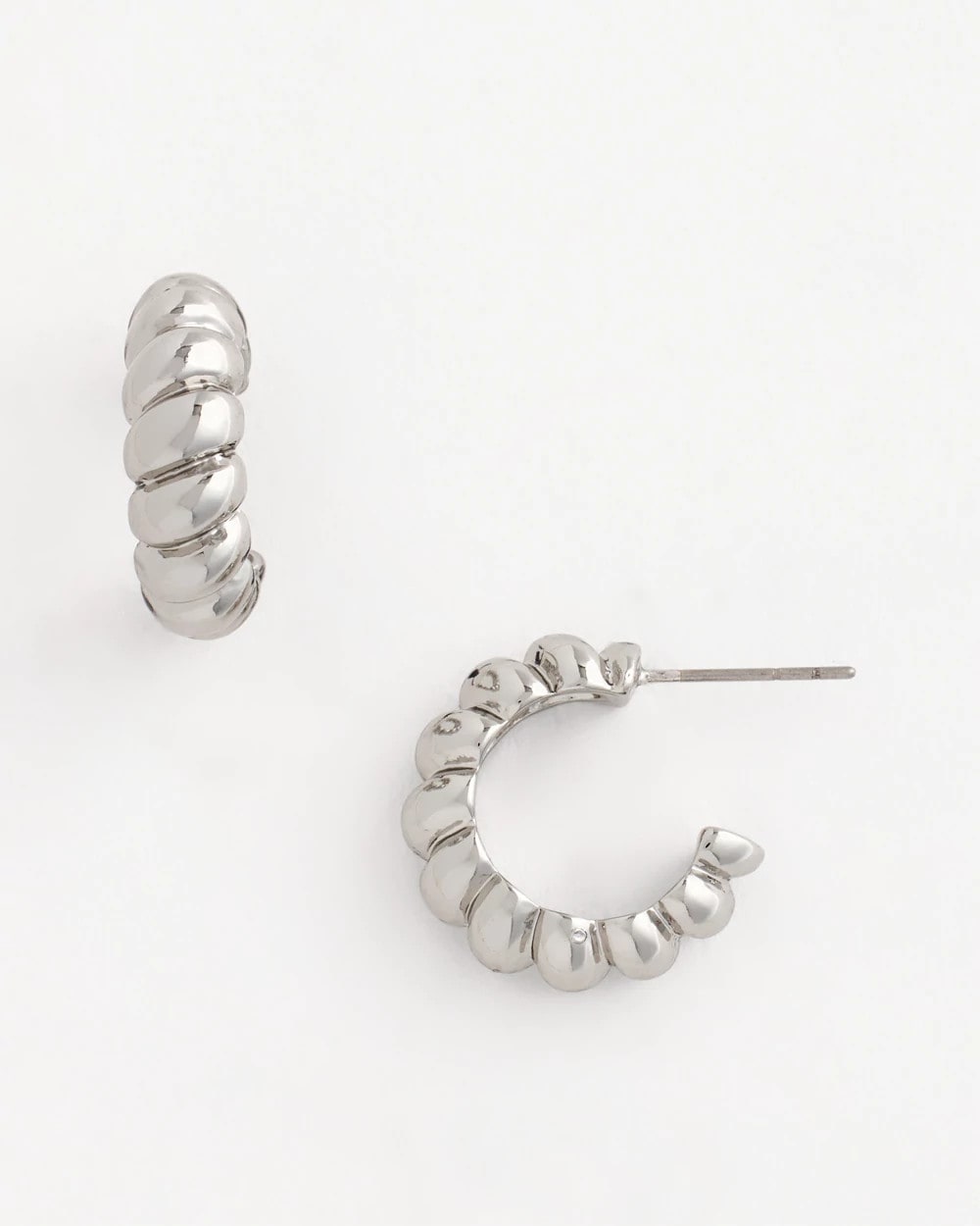 Chico's Exclusive - No Droop® Silvertone Twisted Hoop Earrings Silver