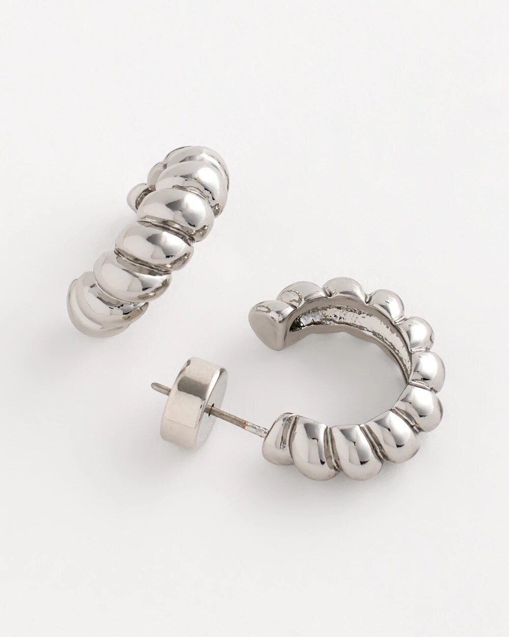 Chico's Exclusive - No Droop® Silvertone Twisted Hoop Earrings Silver