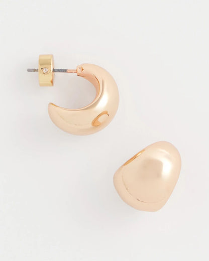 Chico's Featured - Rose Gold Huggie Hoop Earrings Mixed Metals