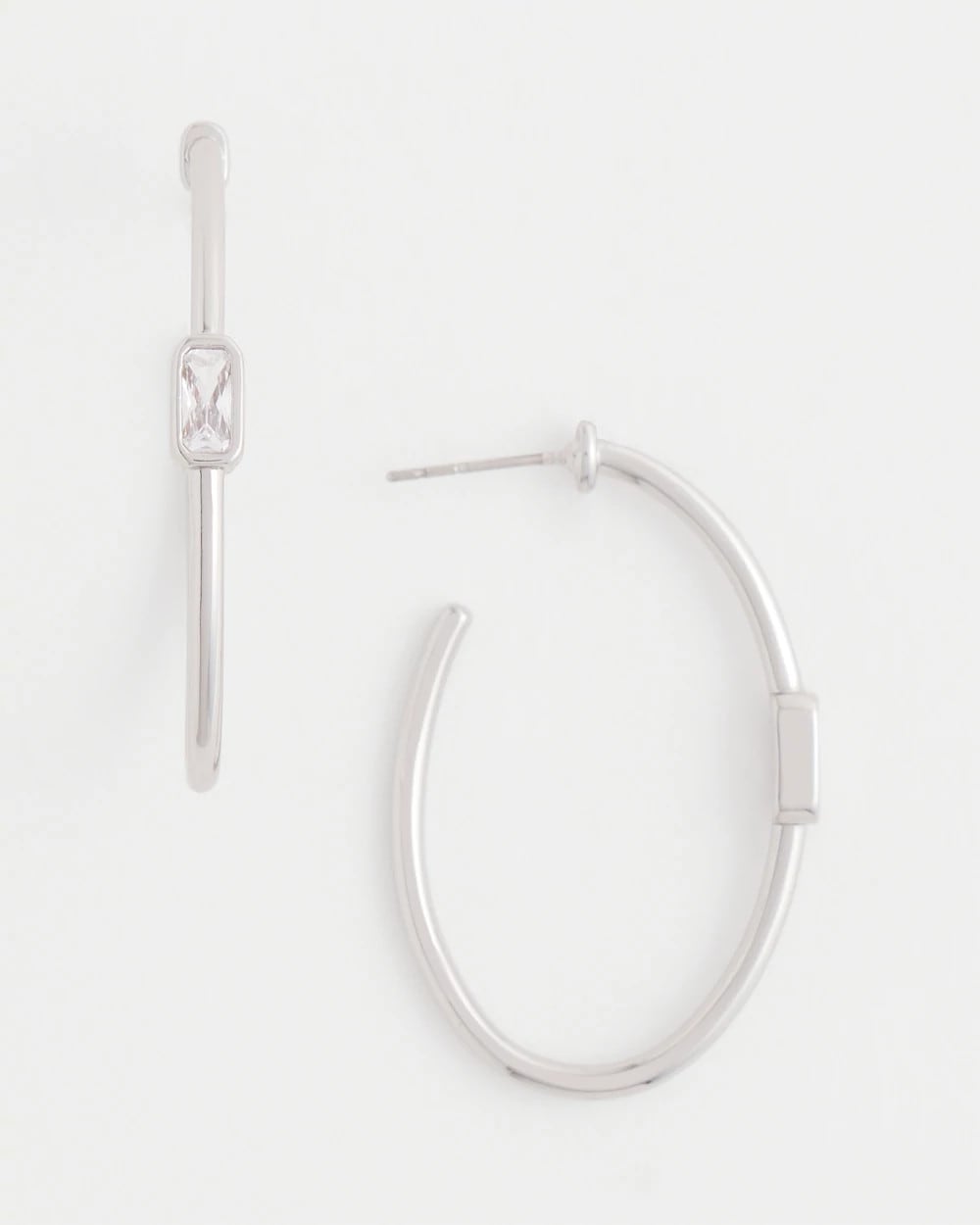 Chico's Exclusive - Silver Oval Hoop Earrings Silver