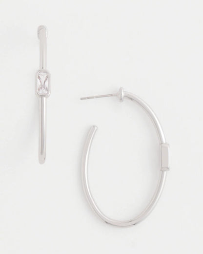 Chico's Exclusive - Silver Oval Hoop Earrings Silver