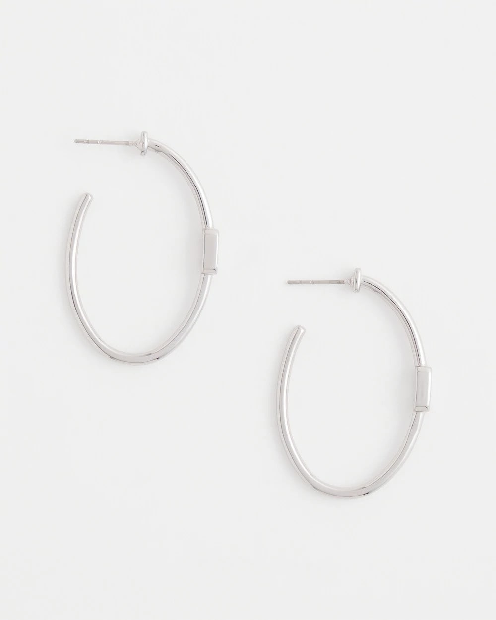 Chico's Exclusive - Silver Oval Hoop Earrings Silver