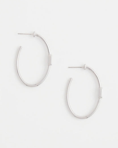 Chico's Exclusive - Silver Oval Hoop Earrings Silver