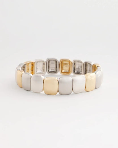 Chico's Value - Mixed-Metal Matte Square Stretch Bracelet Mixed Metals