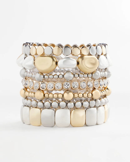 Chico's Value - Mixed-Metal Matte Square Stretch Bracelet Mixed Metals