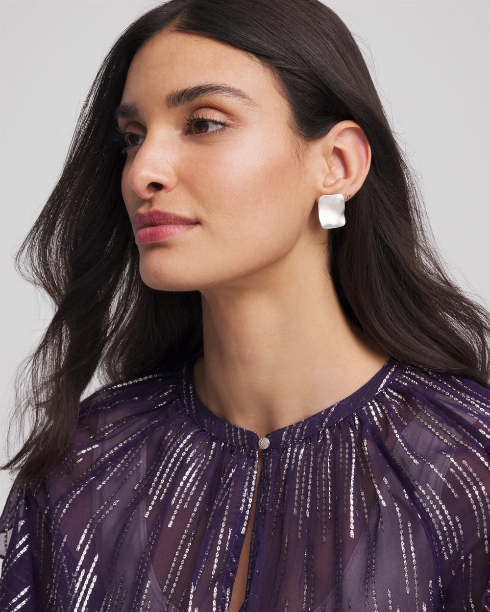 Chico's Everyday - Square Oversized Stud Earrings Silver