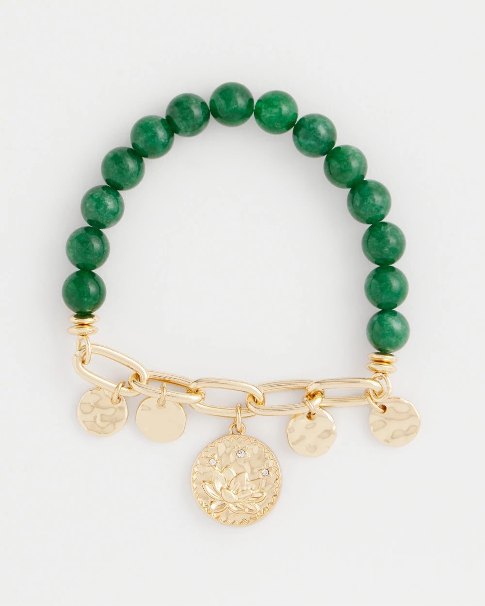 Chico's Essential - Green Jade Stone Charm Bracelet Green