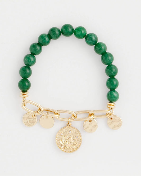 Chico's Essential - Green Jade Stone Charm Bracelet Green