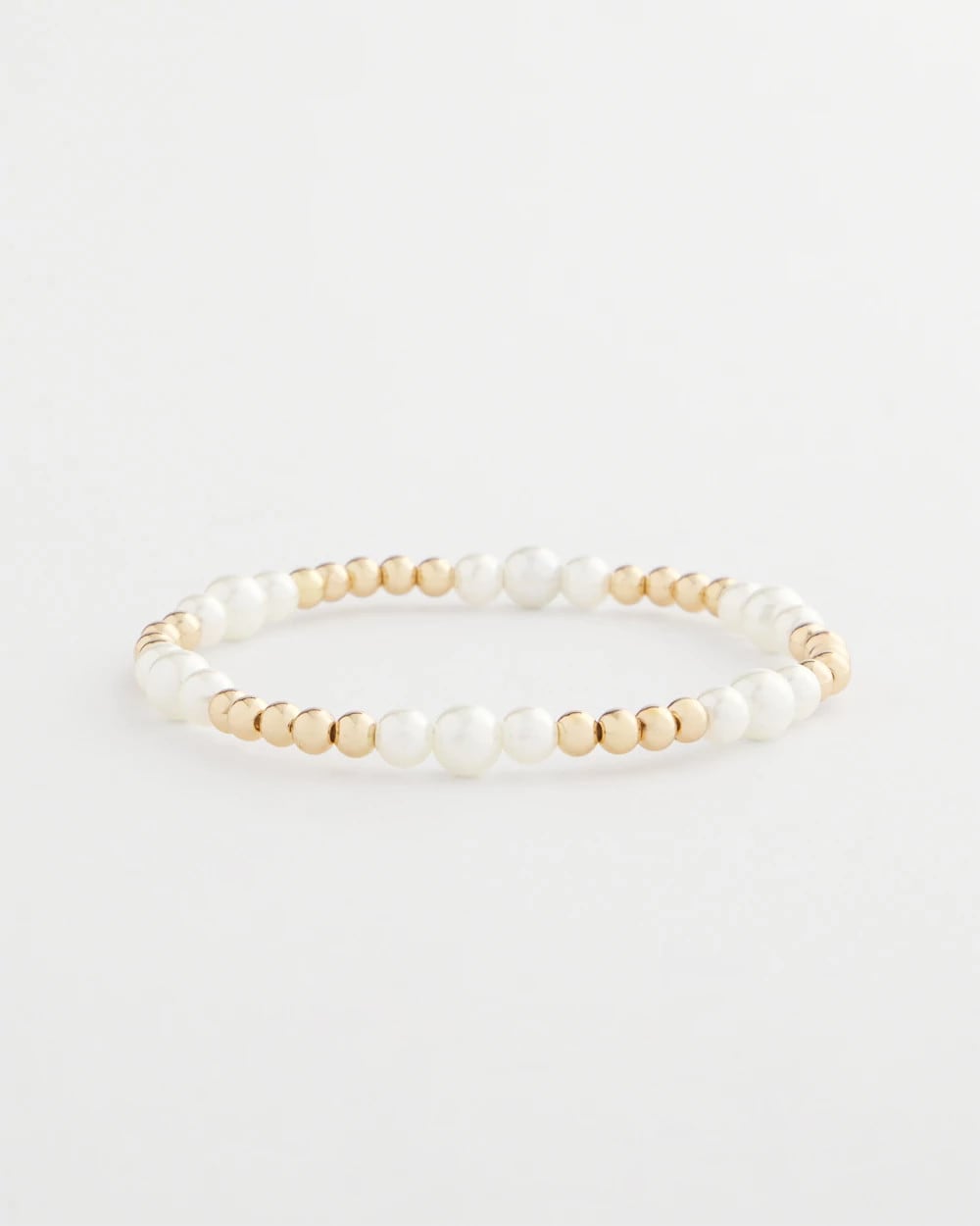 Chico's Latest - Goldtone Bead Stretch Bracelet Pearl