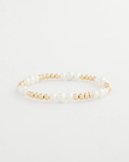 Chico's Latest - Goldtone Bead Stretch Bracelet Pearl