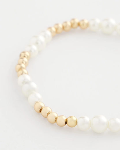 Chico's Latest - Goldtone Bead Stretch Bracelet Pearl