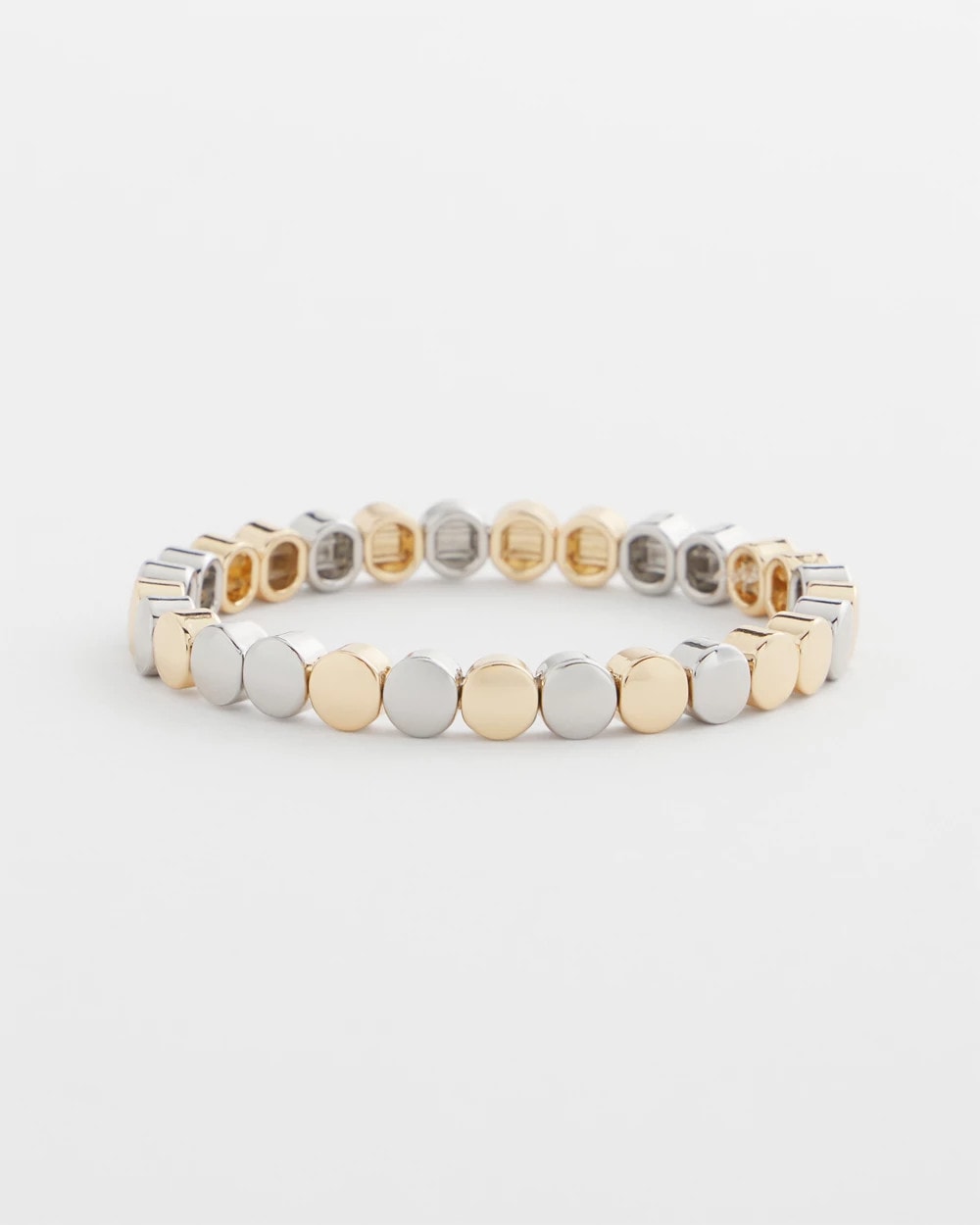 Chico's Recommended - Silver & Gold Tone Round Stretch Bracelet Mixed Metals
