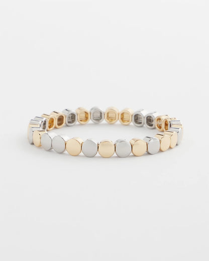 Chico's Recommended - Silver & Gold Tone Round Stretch Bracelet Mixed Metals