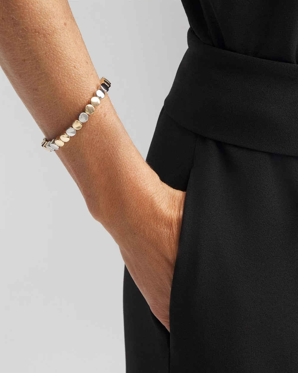 Chico's Recommended - Silver & Gold Tone Round Stretch Bracelet Mixed Metals