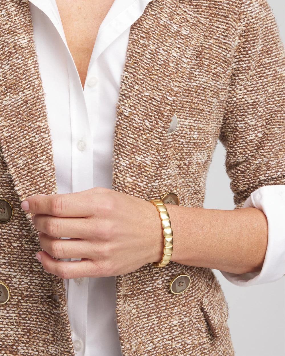 Chico's Classic - Golden Matte Square Stretch Bracelet Gold