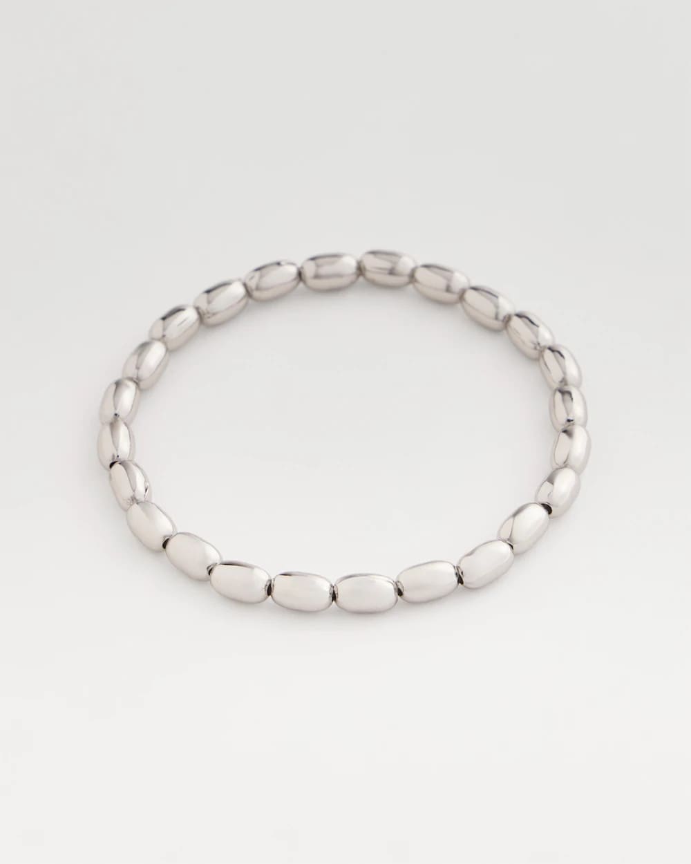 Chico's Hot Sale - Silvertone Oval Beaded Stretch Bracelet Silver