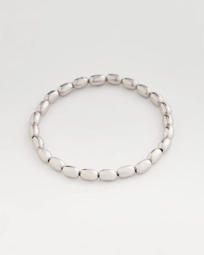 Chico's Hot Sale - Silvertone Oval Beaded Stretch Bracelet Silver