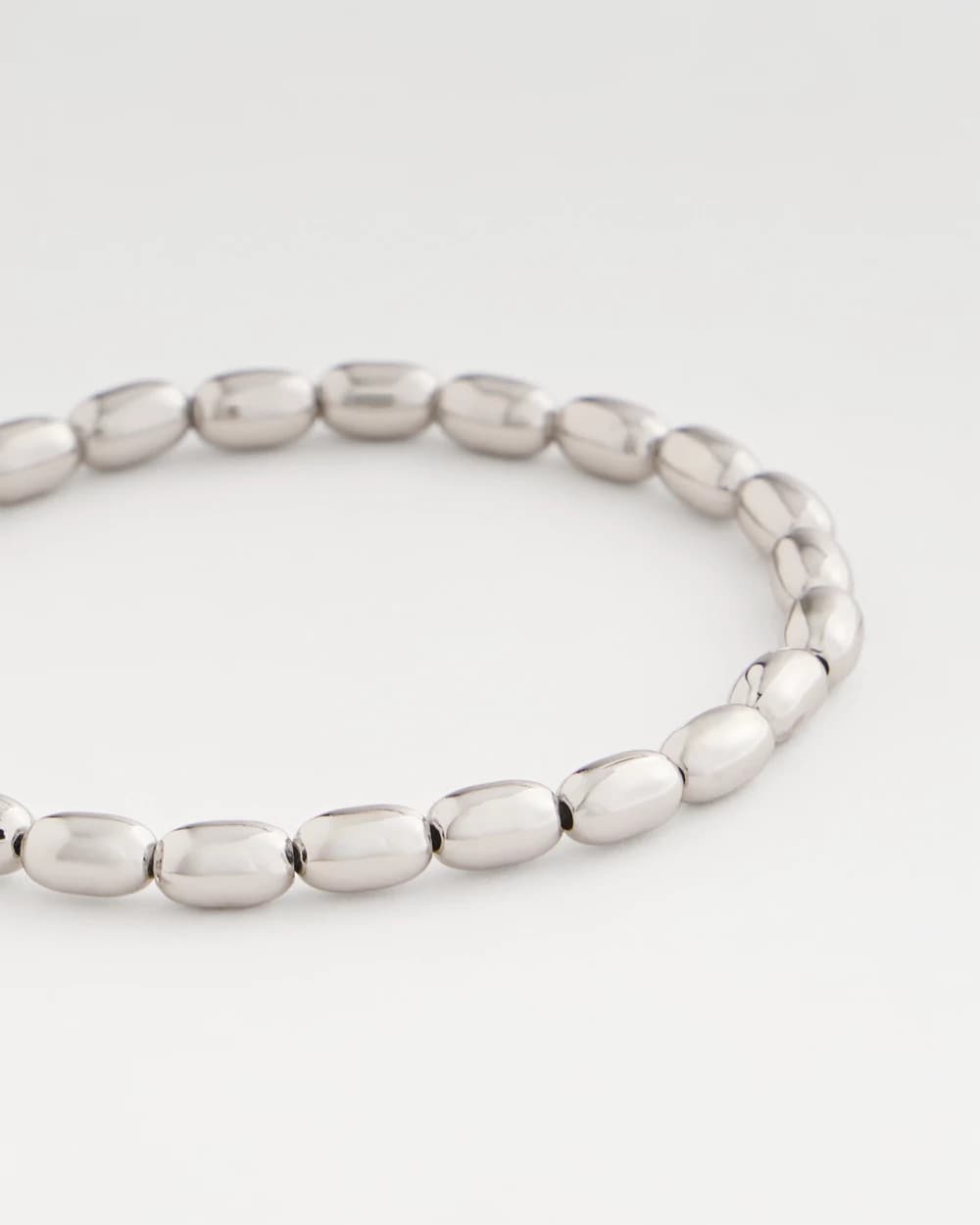 Chico's Hot Sale - Silvertone Oval Beaded Stretch Bracelet Silver