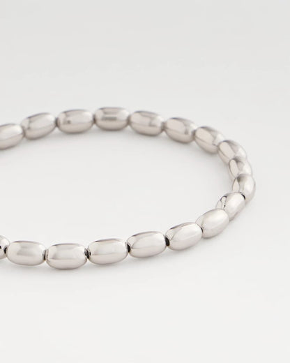 Chico's Hot Sale - Silvertone Oval Beaded Stretch Bracelet Silver