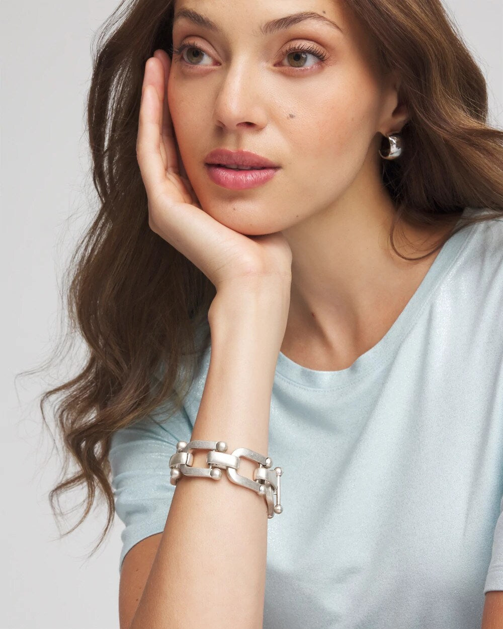 Chico's New - Silvertone Link Chain Bracelet Silver