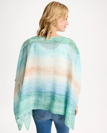 Chico's Quality - Ombre Coastal Printed Poncho Teal Waters