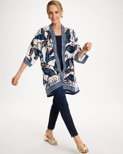 Chico's Popular - Printed Belted Kimono Ecru