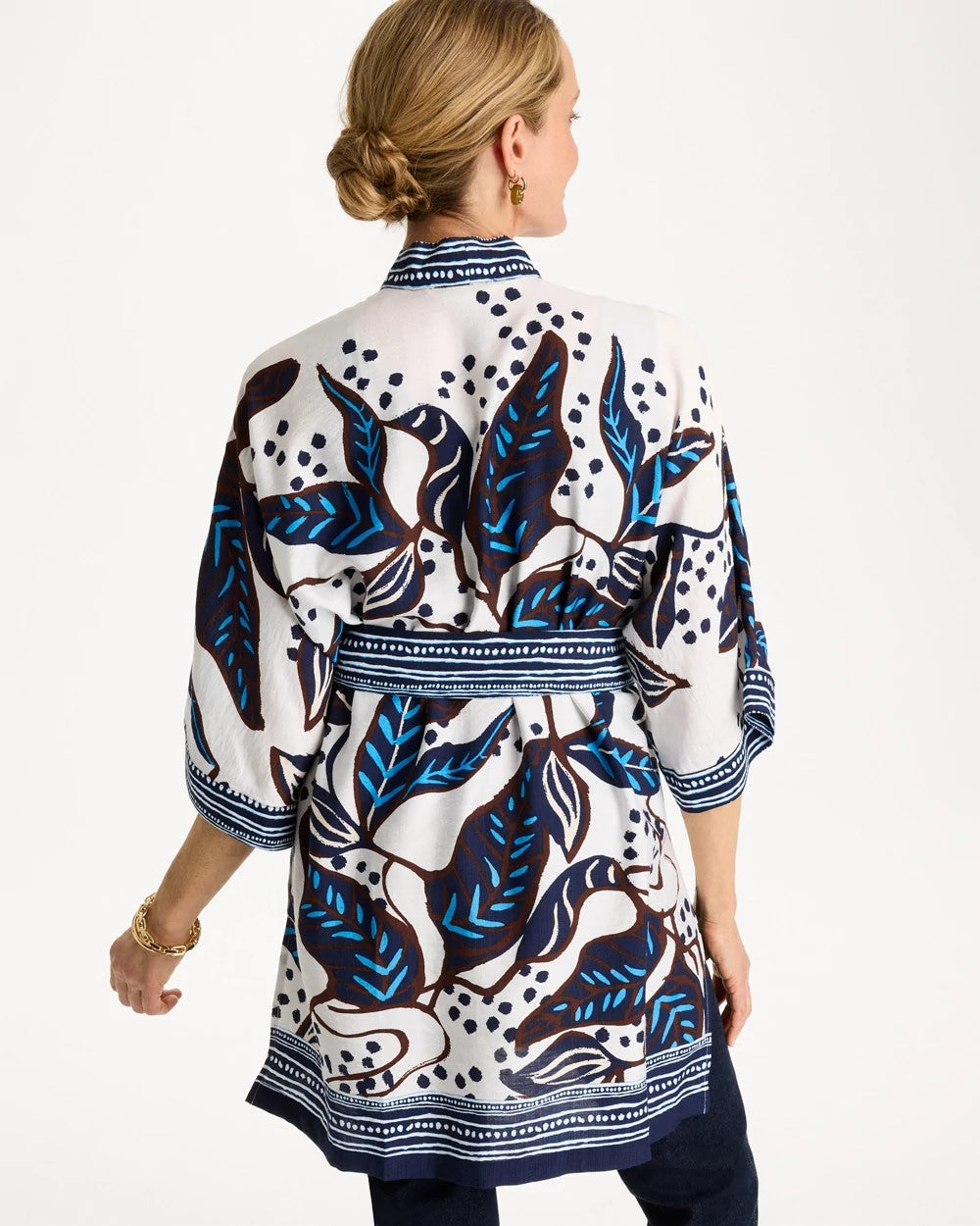 Chico's Popular - Printed Belted Kimono Ecru