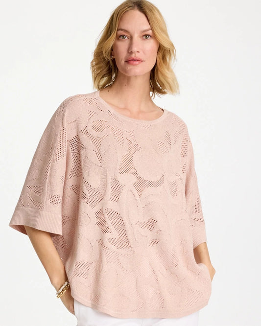Chico's Top Pick - Boatneck Rounded Hem Poncho Rose Smoke