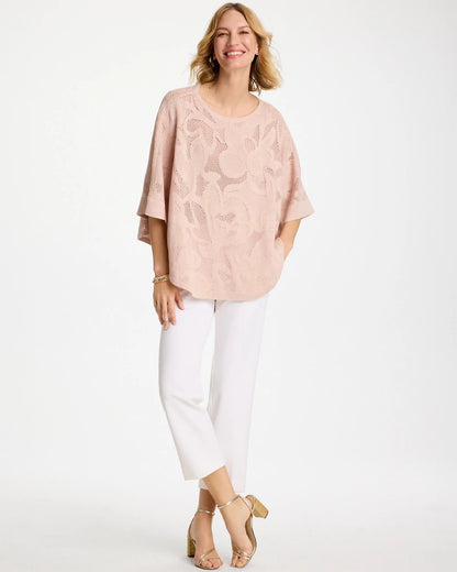 Chico's Top Pick - Boatneck Rounded Hem Poncho Rose Smoke