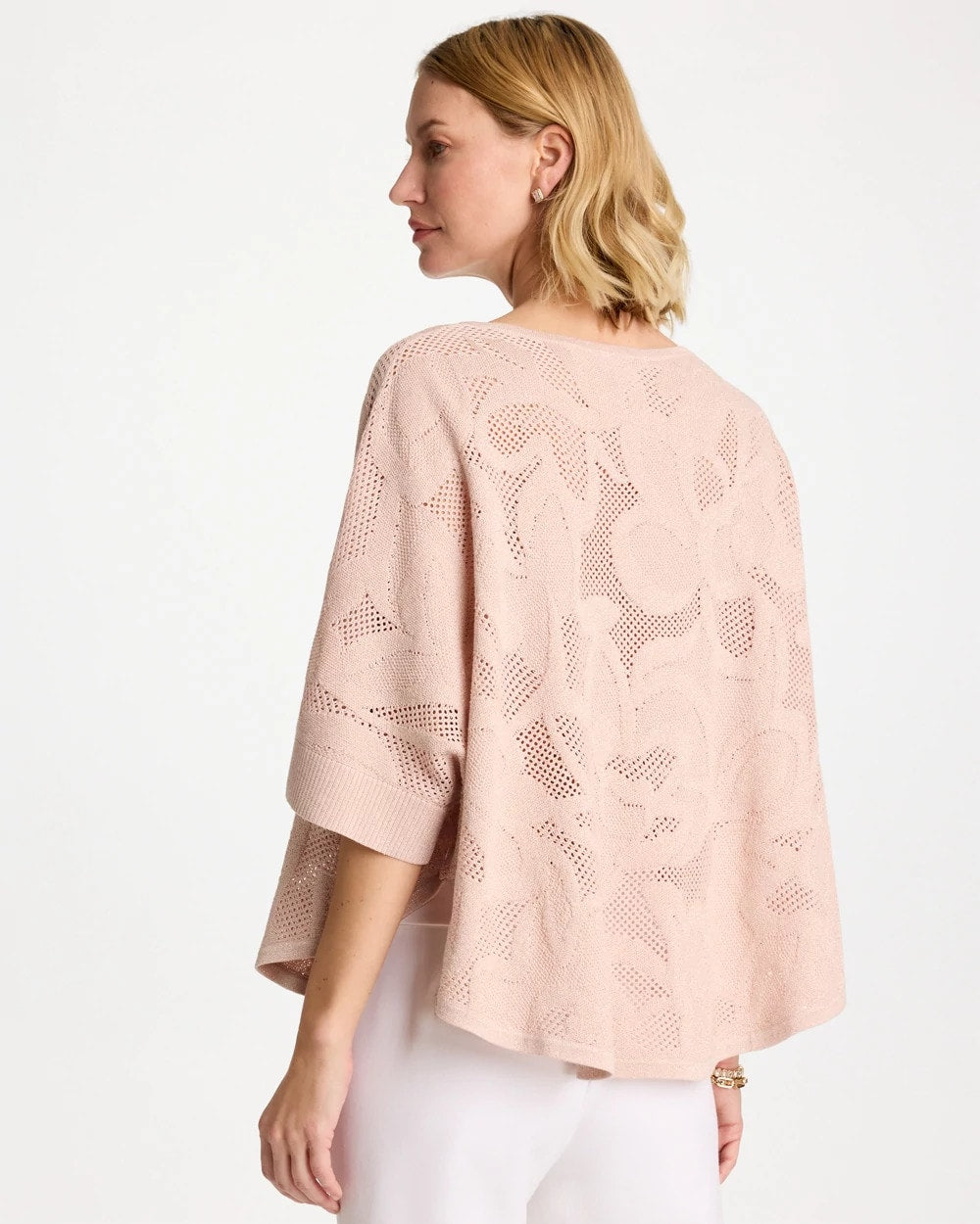 Chico's Top Pick - Boatneck Rounded Hem Poncho Rose Smoke