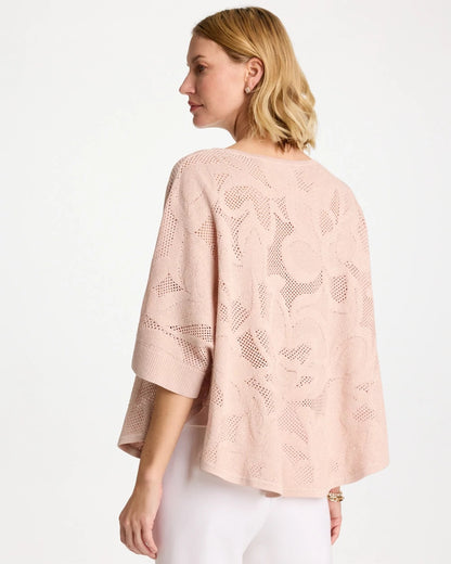 Chico's Top Pick - Boatneck Rounded Hem Poncho Rose Smoke