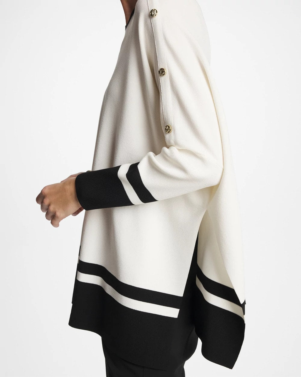 Chico's Sale - Button Detail Poncho Ecru