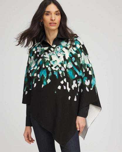 Chico's Everyday - Convertible Knit Boatneck Poncho Dark Aqua