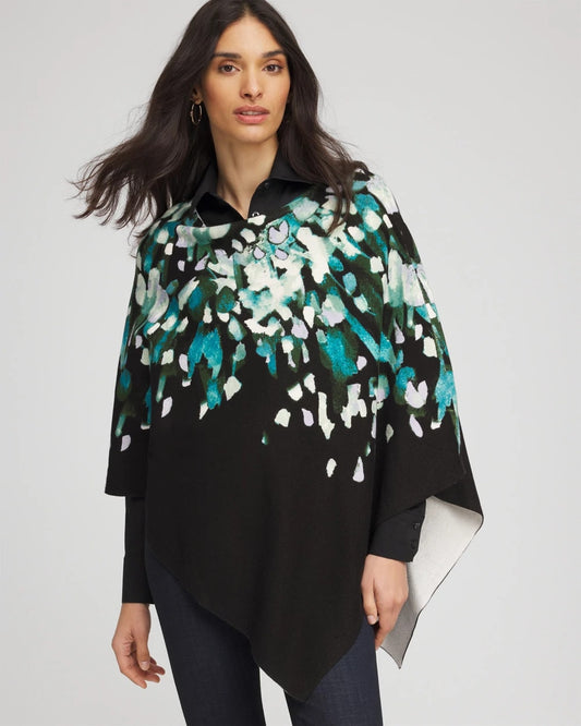 Chico's Everyday - Convertible Knit Boatneck Poncho Dark Aqua