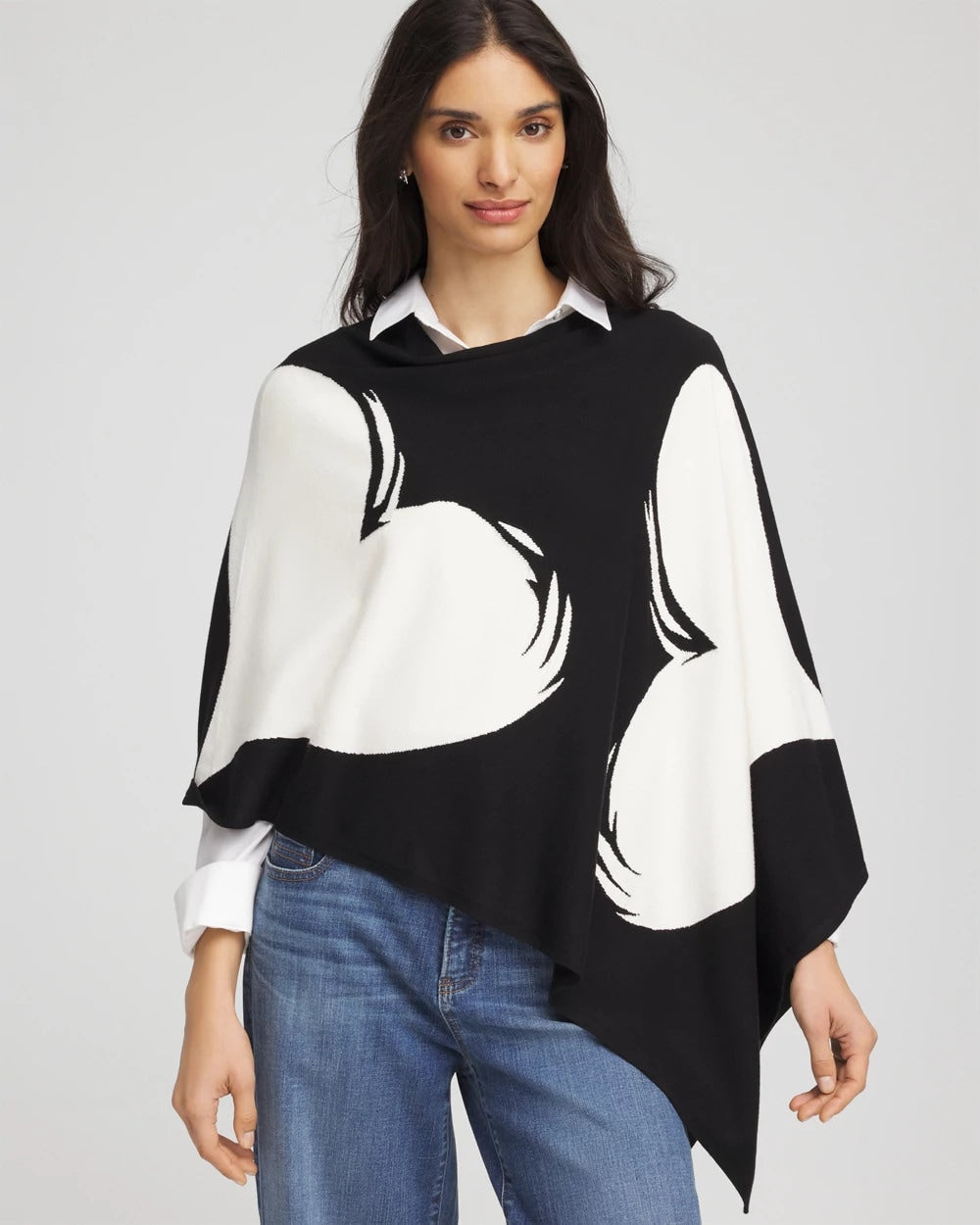 Chico's Hot Sale - Love Brush Convertible Sweater Poncho Black
