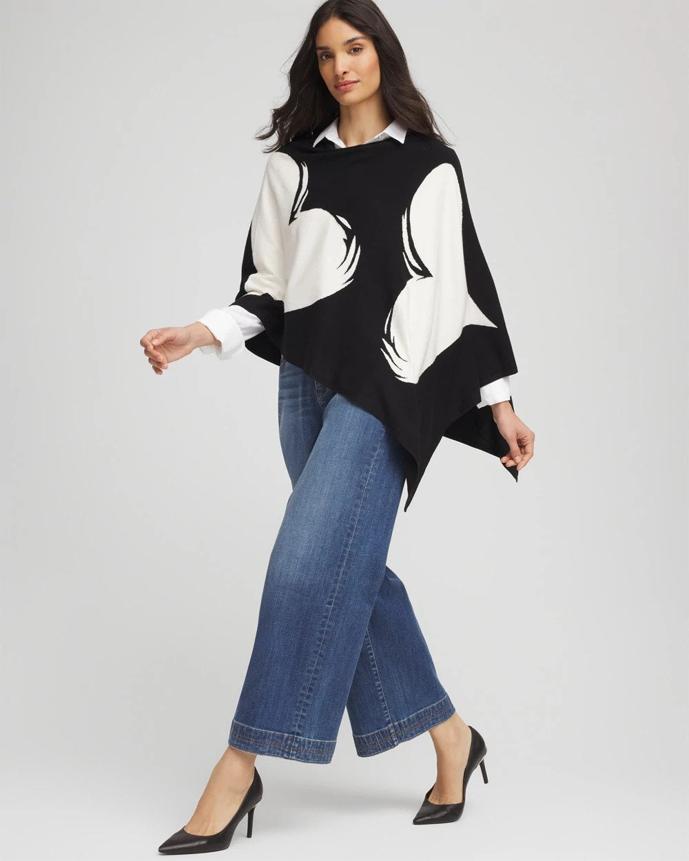 Chico's Hot Sale - Love Brush Convertible Sweater Poncho Black