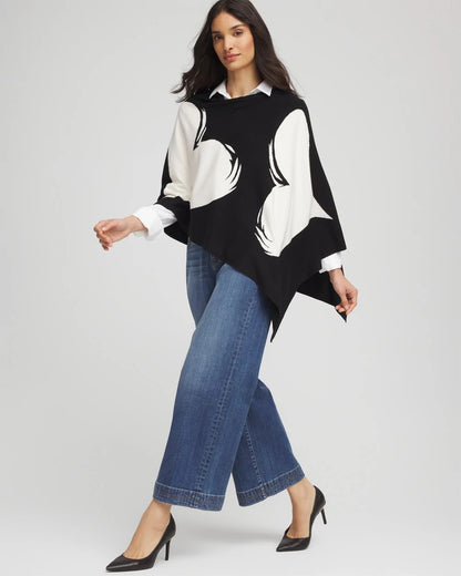 Chico's Hot Sale - Love Brush Convertible Sweater Poncho Black