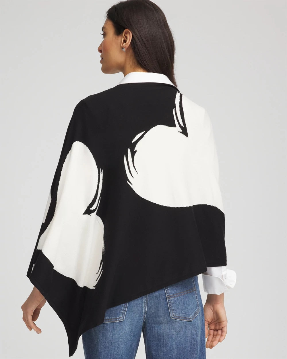 Chico's Hot Sale - Love Brush Convertible Sweater Poncho Black