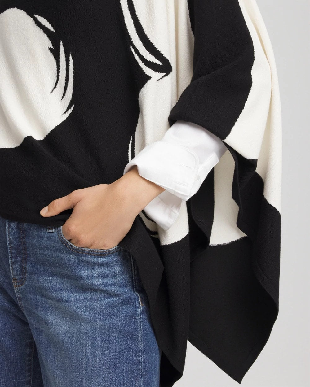 Chico's Hot Sale - Love Brush Convertible Sweater Poncho Black