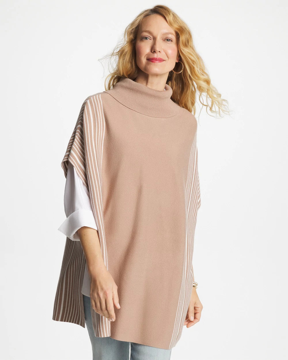Chico's Exclusive - Turtleneck Sweater Poncho Vanilla Chai