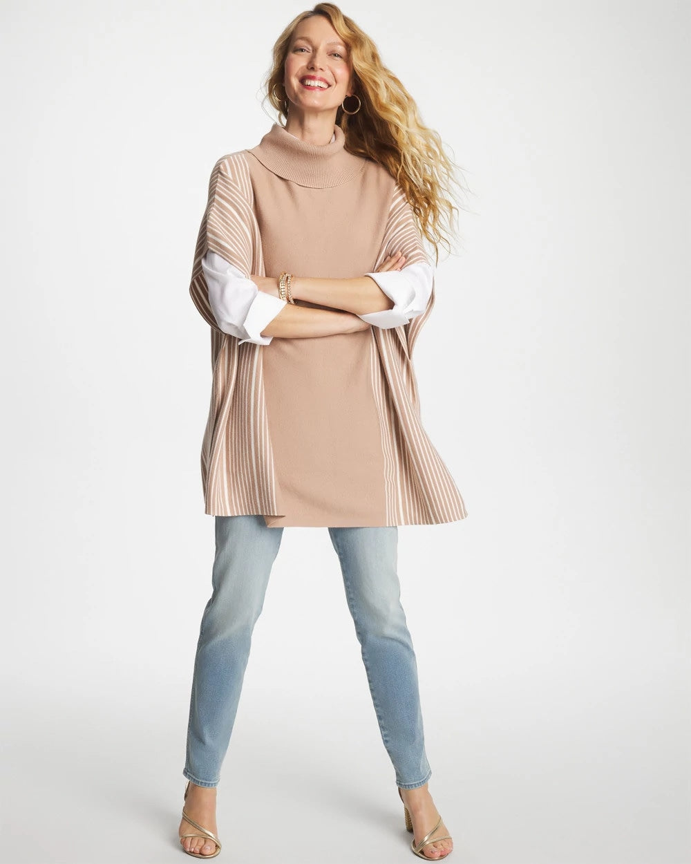 Chico's Exclusive - Turtleneck Sweater Poncho Vanilla Chai