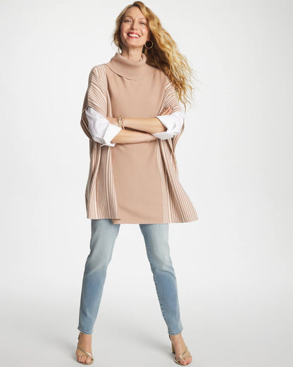 Chico's Exclusive - Turtleneck Sweater Poncho Vanilla Chai