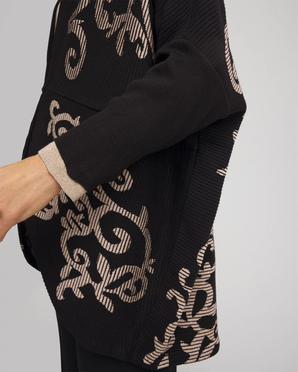 Chico's Hot Sale - Ottoman Jacquard Cocoon Cardigan Black