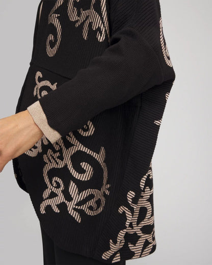 Chico's Hot Sale - Ottoman Jacquard Cocoon Cardigan Black
