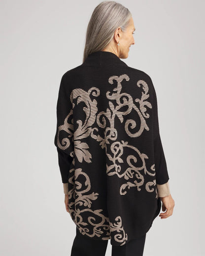 Chico's Hot Sale - Ottoman Jacquard Cocoon Cardigan Black