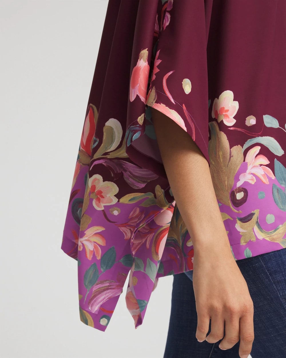 Chico's Recommended - Printed Boatneck Pullover Poncho Deep Chianti